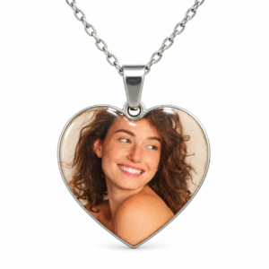 Colar Coração Personalizado com Foto Colorida em Resina