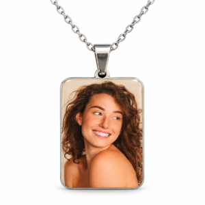 Colar Retangular Personalizado com Foto Colorida em Resina